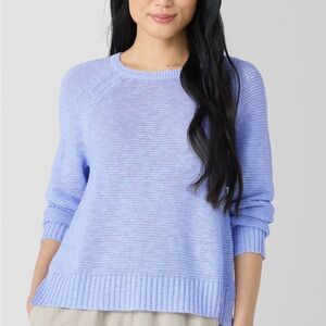 Eileen Fisher Organic Linen Slub Knit Lavender Crew Neck Sweater